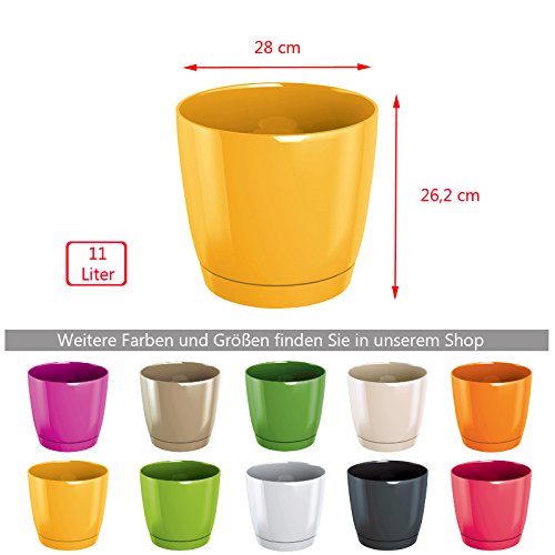 Pflanzenkübel Übertopf Blumenkübel Blumentopf Ø 28 cm 11 L mit Untersetzer glänzend creme - 2
