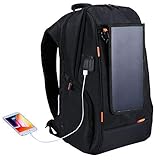 Docooler Sac ?dos solaire, Sac de camping avec panneau solaire noir, jeunesse étudiant masculin de plein air de Voyage USB solaire de charge a preuve de l'eau Sac ?dos respirant