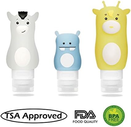 Silicone Travel Bottles Set of 3, Portable Holiday Toiletries Liquid Container for Lotions Cream Conditioner, Leak Proof Squeezable Refillable, TSA Airline Approved—90ml/70ml/50ml