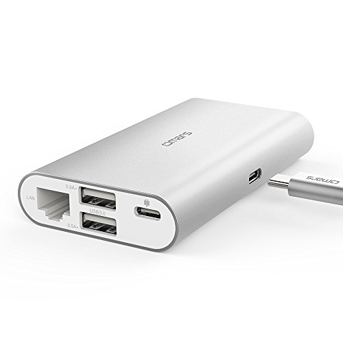 USB C Hub, OMARS® Type C Hub mit Aufladefunktion, HDMI Port (4K Auflösung), VGA, RJ45 Ethernet LAN Port, 2 x USB 3.0 Anschlüsse für z.B. Huawei MateBook, Apple New MacBook 12 Zoll, Chromebook Pixel 2015 usw.