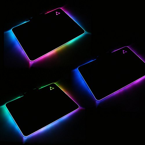 LED Beleuchtung Hard Gaming Maus Pad, RGB Colorful Computer Notebook Mac Mäuse Matte – Schwarz - 3