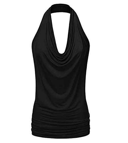 Hippolo Mode-Frauen-Weste-Frauen Sleeveless mit Kapuze Lautsprecher-Damen-T-Shirt (M, Schwarz)