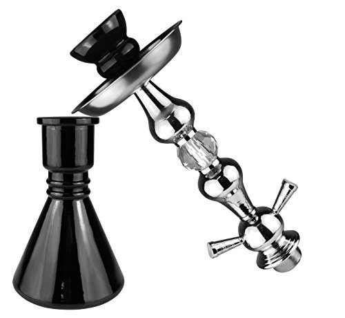 BAYLI – Shisha Wasserpfeife Set mit 2 Schläuchen Höhe ca. 47cm Nargile Hookah Zange Tonkopf + Alufolie + 10 x Mundstück (F3039) - 3