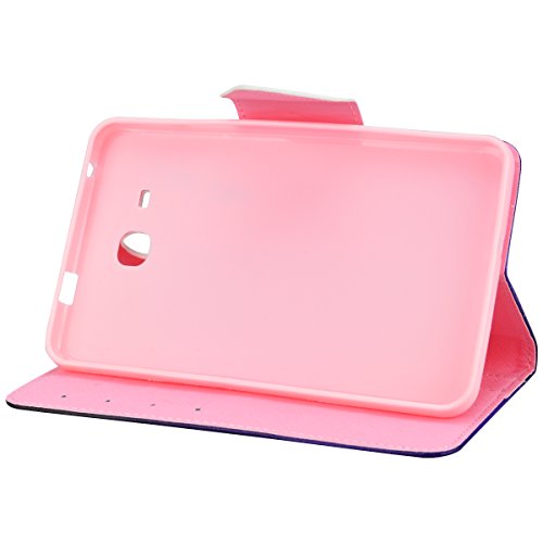 Samsung Galaxy Tab A 7.0 SM-T280 Hülle, Yokata Flip PU Lederhülle mit Karten Slot Magnetverschluß Handyhülle Standfunction Case Tasche Schutzhülle Etui Brieftasche Cover (Lila Schmetterling) + 1x Kapazitive Feder - 5