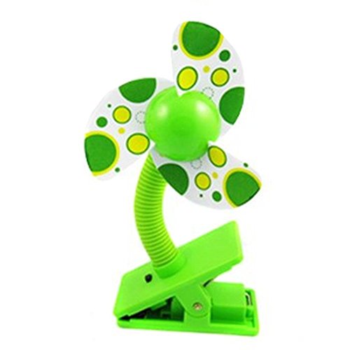Baby Clip-on Mini Stroller Fan for Strollers Baby Cots Playpens (Green)