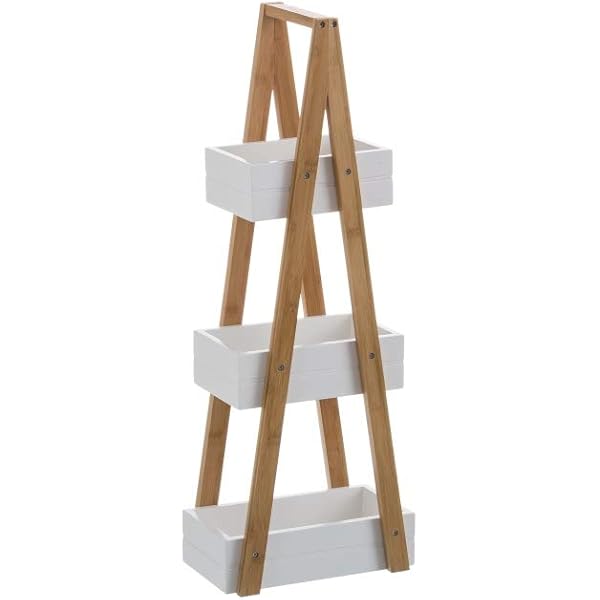 Estantería Blanca de bambú con 3 cestas nórdica para Cuarto ...