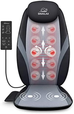 Snailax Sedile Massaggiante Shiatsu Massaggiatore Schiena con Calore Seduta Massaggiante a Vibrazione Massaggiatore Elettrico a Casa o in Ufficio