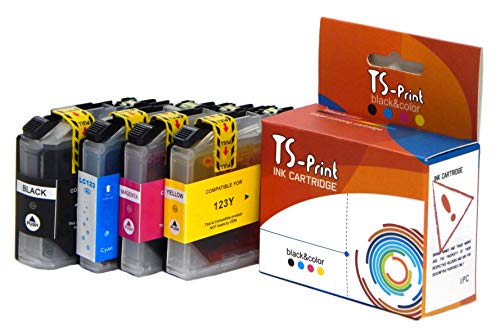 TS-Print Compatible Cartouche d'encre LC123 Noir Cyan Jaune Magenta pour Brother MFC-J6520DW MFC-J6720DW DCP-J132W DCP-J172W DCP-J4110DW MFC-J4410DW MFC-J4510DW MFC-J4610DW MFC-J4710DW DCP-J552DW