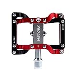 Letook Pedali MTB, Pedali da Bicicletta Pedale Bici Strada di Alluminio 9/16 Asse CNC Robusto e Leggero 2 Pezzi per Ciclismo Rosso