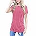 Produktbild DEELIN Bluse Damen Pullover Irregulär rundhals Kurzarm Knöpfe Outerwear T shirt Tops (S, Rosa)