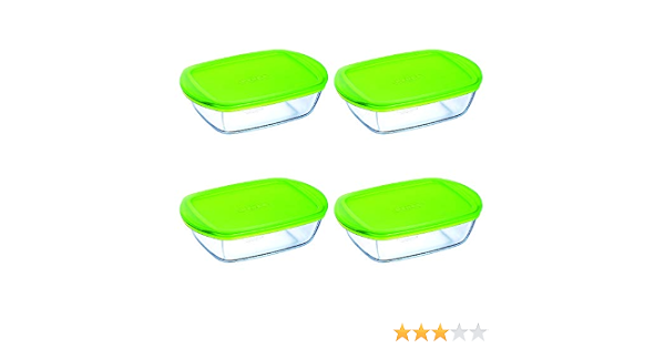 Pyrex - Piatto rettangolare in vetro per microonde, 1,1 l, 4 pezzi, colore:  Verde : Amazon.it: Casa e cucina
