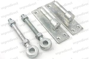 Wyre Direct Gate Hinges 12mm Pin Bracket & 12mm X 100mm Adjustable Eye Bolts Galvanised