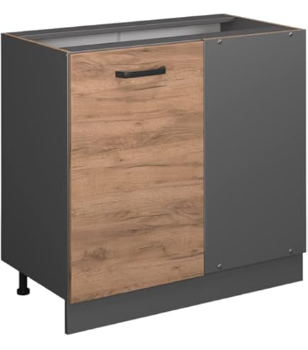 Haaus Unterschrank 40x50x80cm - 1 Schublade, 1 Tür In Anthrazit/weiß