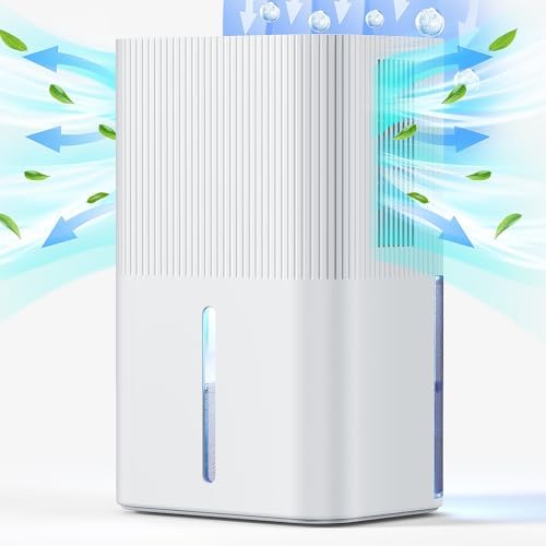 Deumidificatore da 2,7L per la casa, deumidificatore elettrico per la camera da letto, silenzioso e con comandi touch, deumidificatore per il bagno(bianco1100 ml/24 h)