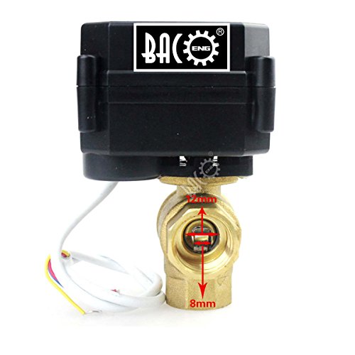 BACOENG 1/2″ DN15 Messing BSP 3 Wege Motorkugelhahn Zonenventil(DC12V CR02 3 Drähte Elektrische Elektro Kugelventil) - 6