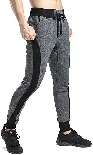 Zenwow Men’s Gym Jogging Trousers Casual Pants Running Tracksuit Training Slim Fit Sweatpants with Pockets (Dark Grey, Medium)