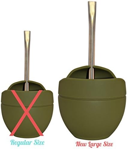 Extra Large Yerba Mate Silicone Gourd and Bombilla Combo (14 Oz. Gourd) (Forest Green) by Yerba Supply