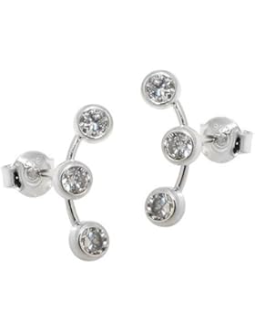 Ohrstecker mit je drei weißen Zirkonia 925 Silber Ohrringe Ohrschmuck Damen