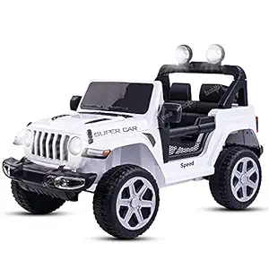 Baybee Baby Rechargeable Battery Operated Electric Ride-On Jeep car for Kids Baby Racing Riding Toy Car with R/C for Boys & Girls Babies Toddlers Age 2 to 6 Years (White)