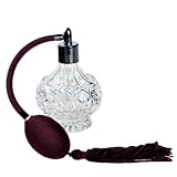 H&D Vintage Carved Glass Empty Refillable Perfume Bottle with Spray Atomizer