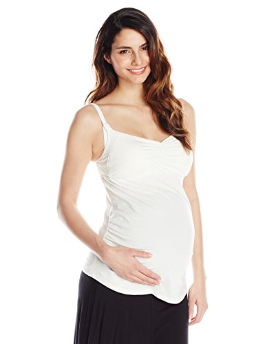 Cake Lingerie Women's Coconut Gelato Nursing Tank Maternity Pyjama Top, White, Size 14 (Manufacturer Size:Large)