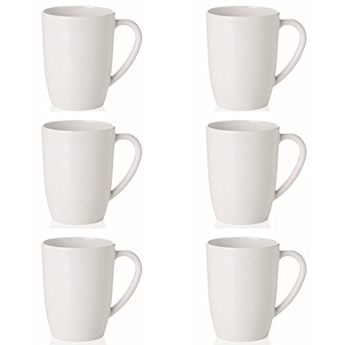 Viva-Haushaltswaren - 6 weiße Camping- Kaffeebecher / Kaffeetassen / Becher 0,35L., konisch aus Melamin