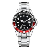 DOGZI Herren Armbanduhr, Uhren Sport Uhr Luxus Armbanduhren - GONEWA Männer Mode Militär Edelstahl Datum Sport Quarz Analog Armbanduhr (Rot)