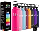 Libre de sudor y a prueba de fugas: esta botella de agua con aislamiento de acero inoxidable viene con una innovadora tapa a prueba de fugas que permite beber con facilidad con una sola mano. La pared doble mantiene su bebida caliente o fría durante horas. ¡No hay necesidad de koozies o posavasos! No importa la temperatura del líquido en esta botella, nunca sudará ni estará caliente al tacto.