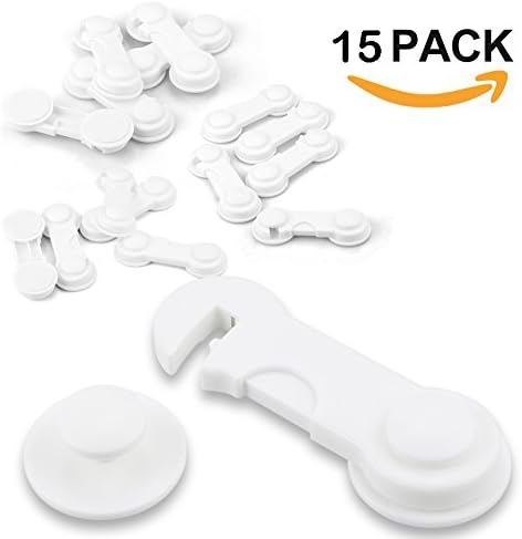Baby Safety Locks, 15 Pack Cabinet Locks Child Locks Straps for Children Proof Cabinets, Drawers, No Drilling Needed with 3M Adhesive by Yanoza