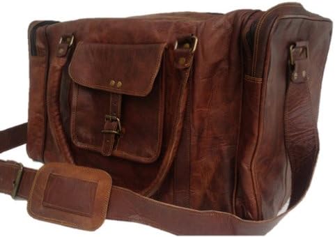 True Grit Leather- "Original" Vintage Brown Mens Leather Travel Duffel Overnight Bag Bag Luggage Suitcase (21 Inch)