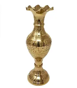 Shalinindia Brass Large Flower Vase (24 Inches, Gold)