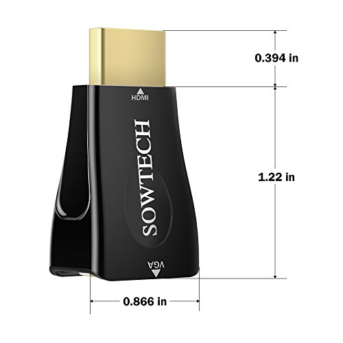 HDMI auf VGA, SOWTECH Vergoldet 1080P HDMI zu VGA Adapter Konverter Stecker (Male zu Female) – Schwarz - 8