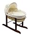 Kinder Valley Dimple on Palm Moses Basket and Walnut Rocking Stand Bundle (Cream)