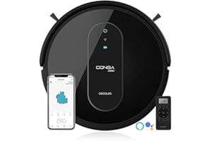 Cecotec Conga Serie 1390 Robot Aspirador 4 En 1, Navegación Inteligente Y Ordenada Itech Gyro, 7 Modos De Limpieza Con Muro Magnético, 3 Niveles De Fregado, 45 W, menor a 64 dB, Negro