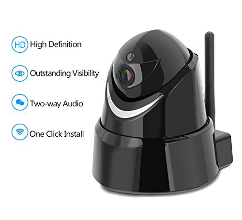 keekoon 1080P HD cámara IP/Cámara/cámara IPCAM con LAN/WiFi/WiFi, Baby con IR LED infrarrojos visión nocturna, Amplio, grabación, estéreo 2 Vías de audio, tarjeta SD, color negro