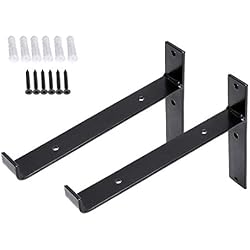 BTSKY Lot de 2 supports en T en fer vintage de style industriel pour étagère murale, Noir