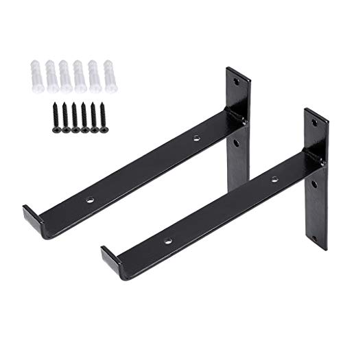 BTSKY Lot de 2 supports en T en fer vintage de style industriel pour étagère murale, Noir