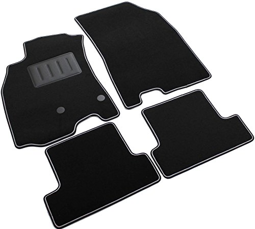 Le tapis voiture, Sprint03706, Tapis antidérapant en moquette noire à bord bicolore, renforcé en caoutchouc, pour Megane iII berline, Coupé, Sportour 2008