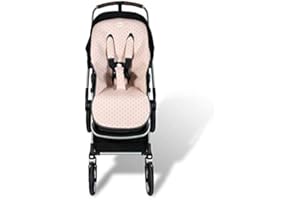 FUN*DAS BCN Fundas BCN ® - Colchoneta para silla de paseo con cubre arneses Bugaboo Fox ®,Fox 2 ®, Fox 3 ® y Fox 5 ® - Algodón extrasuave (Little Fun Peach)