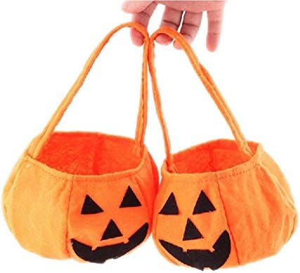 Kingken 2 Pcs Cute Mini Smile Pumpkin Candy Bag for Halloween Party (Orange)