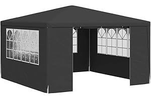 vidaXL Tente de Réception avec Parois Latérales Belvédère Tonnelle Pavillon Chapiteau Mariage Barbecue Voyage de Camping 4x4 m Anthracite 90 g/m²