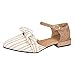 Produktbild Yvelands Damen Spitzen Zehenstreifen Schuhe flach quadratische Ferse Schnalle Strap Casual Sandalen(CN-35,Beige)