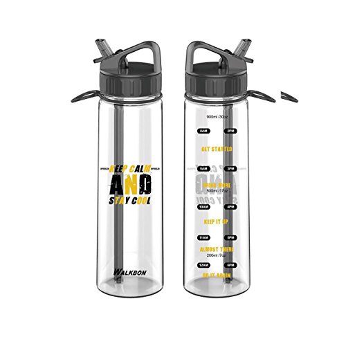 Water Bottle (900ml/30oz) Straw Sports Bottle BPA-Free Time Markings for Outdoors Sports Water Bottle (900ml/30oz) Straw Sports Bottle BPA-Free Time Markings for Outdoors Sports