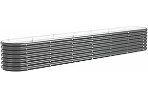 vidaXL Hochbeet, Wetterfestes Hochbeet für Garten Balkon Terrasse, Kräuterhochbeet zum Selber Bauen, Pflanzkasten aus Metall, Verzinkter Stahl Anthrazit
