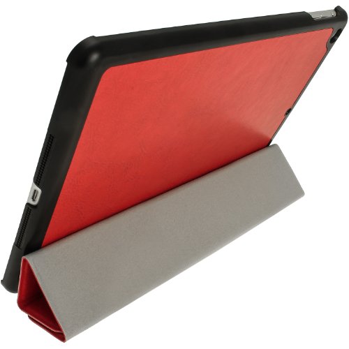 igadgitz Rot PU Ledertasche Hülle Smart Cover für Apple iPad Air 2013 Mit Multi-Winkel Betrachtungs-stand + Auto Sleep/Wake + Displayschutzfolie - 7