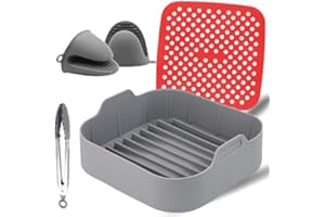 EveryKip Original® 4 En 1 Accesorios Premium Freidora De Aire - Molde Olla de Silicona CUADRADA [21CM] - Cesta Silicona - Bandeja Silicona Freidora Sin Aceite