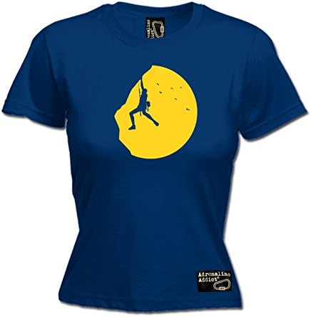 Adrenaline Addict Premium Womens Climbing Sunset Fitted T-Shirt Tee/Rock Climbing Funny Fashion Birthday Gift Bouldering accessories Clothing Christmas Present For Her