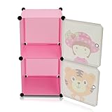 VENKON – Kinderzimmer Steckschrank Frei Gestaltbares DYI Steckregal System Regalschrank: 2-Module-Set, rosa - 5