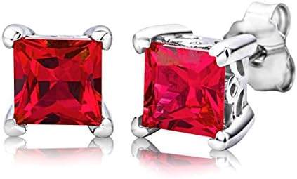 Earrings for Women Sterling Silver solitaire Studs earrings Ruby 925 Silver