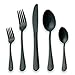 Produktbild HOMQUEN Schwarzes Besteck/Besteck Set, 30 Stück Edelstahl Messer Gabel Löffel Set für 6 Personen (schwarz, 6 Sets)